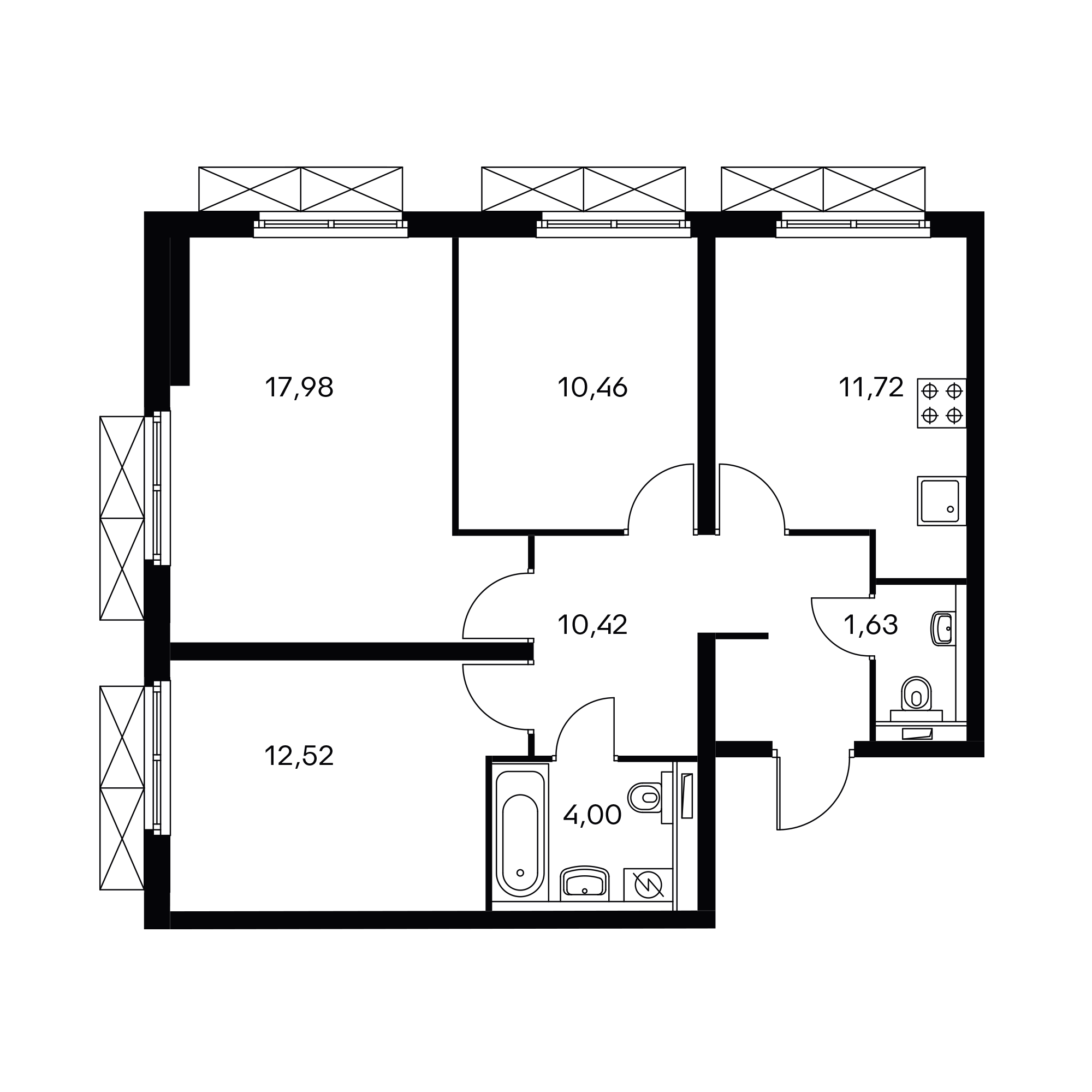 3-комнатная 69.1 м²