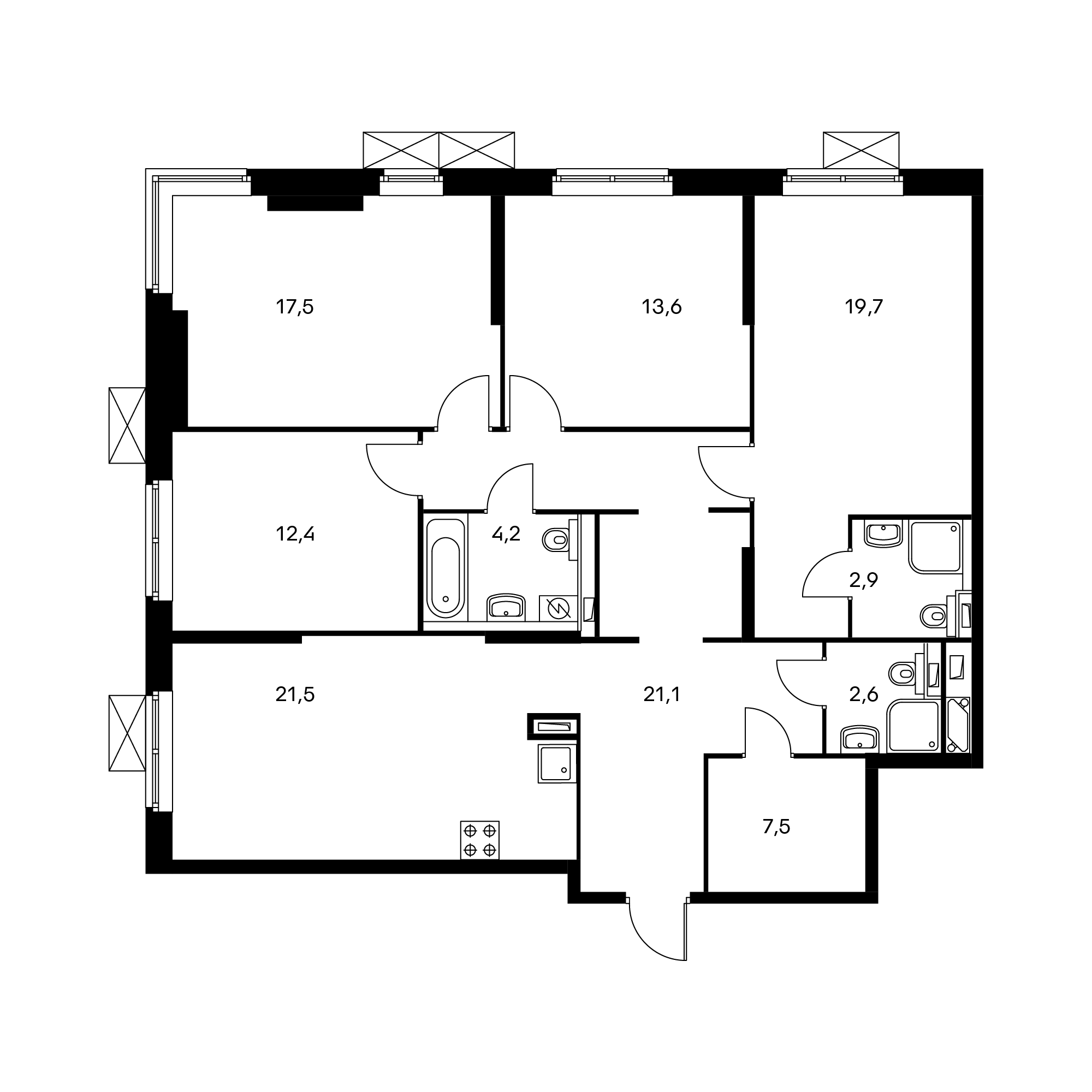 4-комнатная 123 м²
