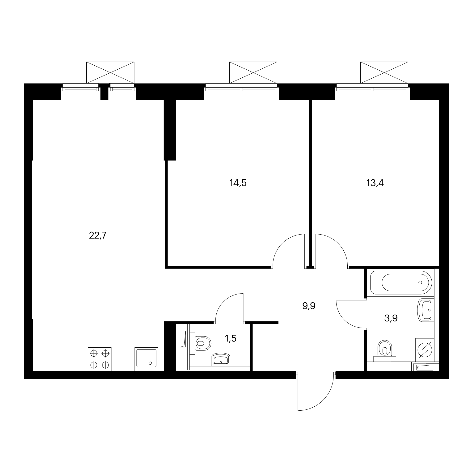 2-комнатная 65.9 м²