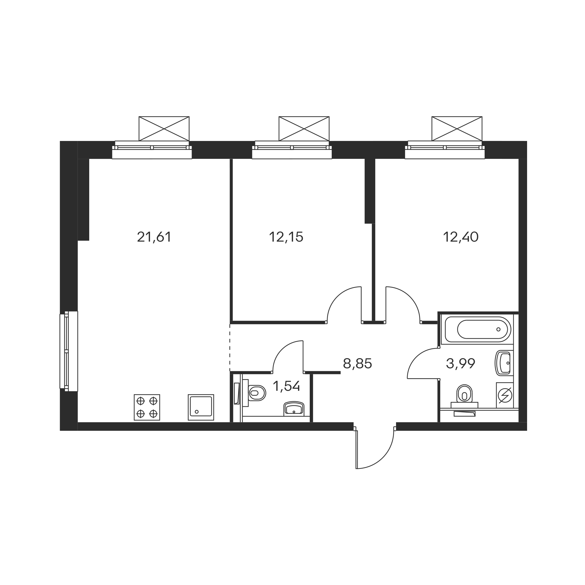 2-комнатная квартира 58 м² с отделкой в проекте «Дмитровский парк ...