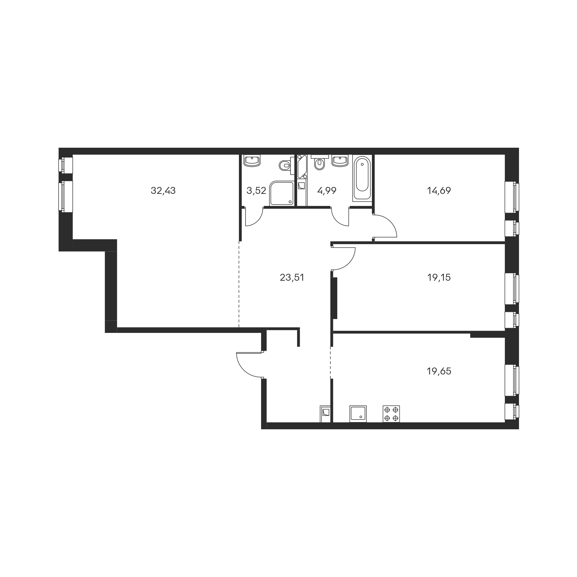 3-комнатная 117.1 м²