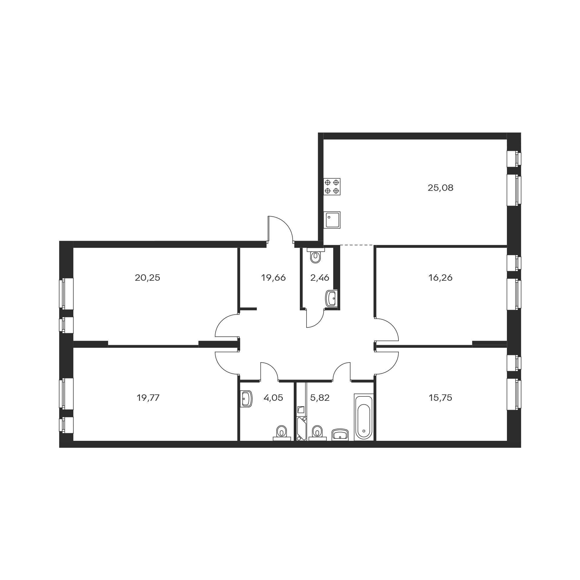4-комнатная 128.2 м²