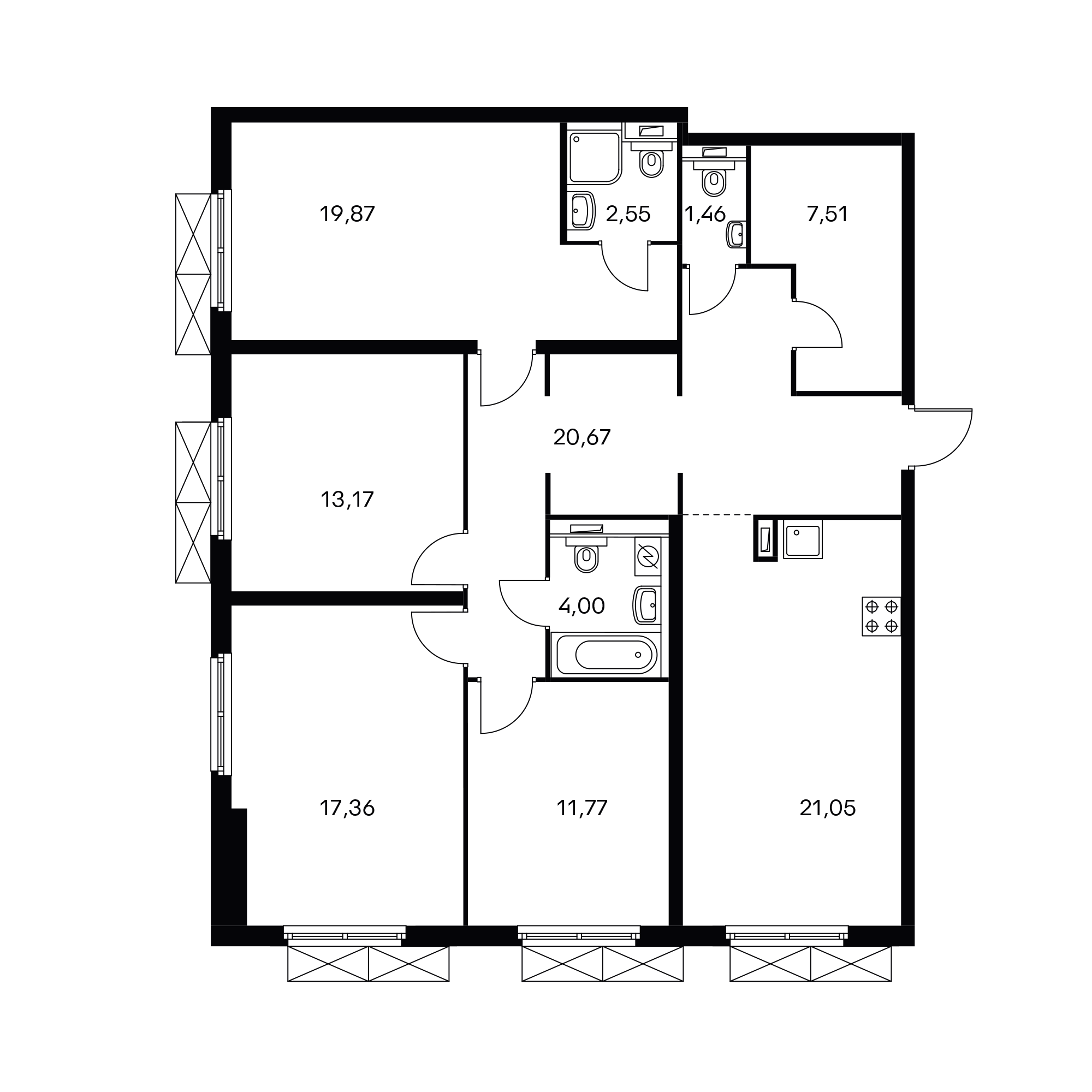 4-комнатная 120.2 м²