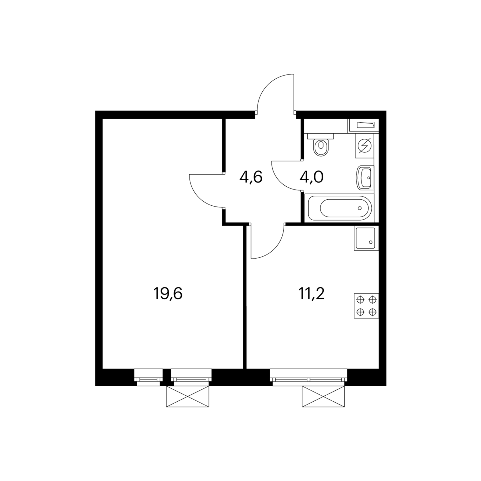 1-комнатная 39.4 м²