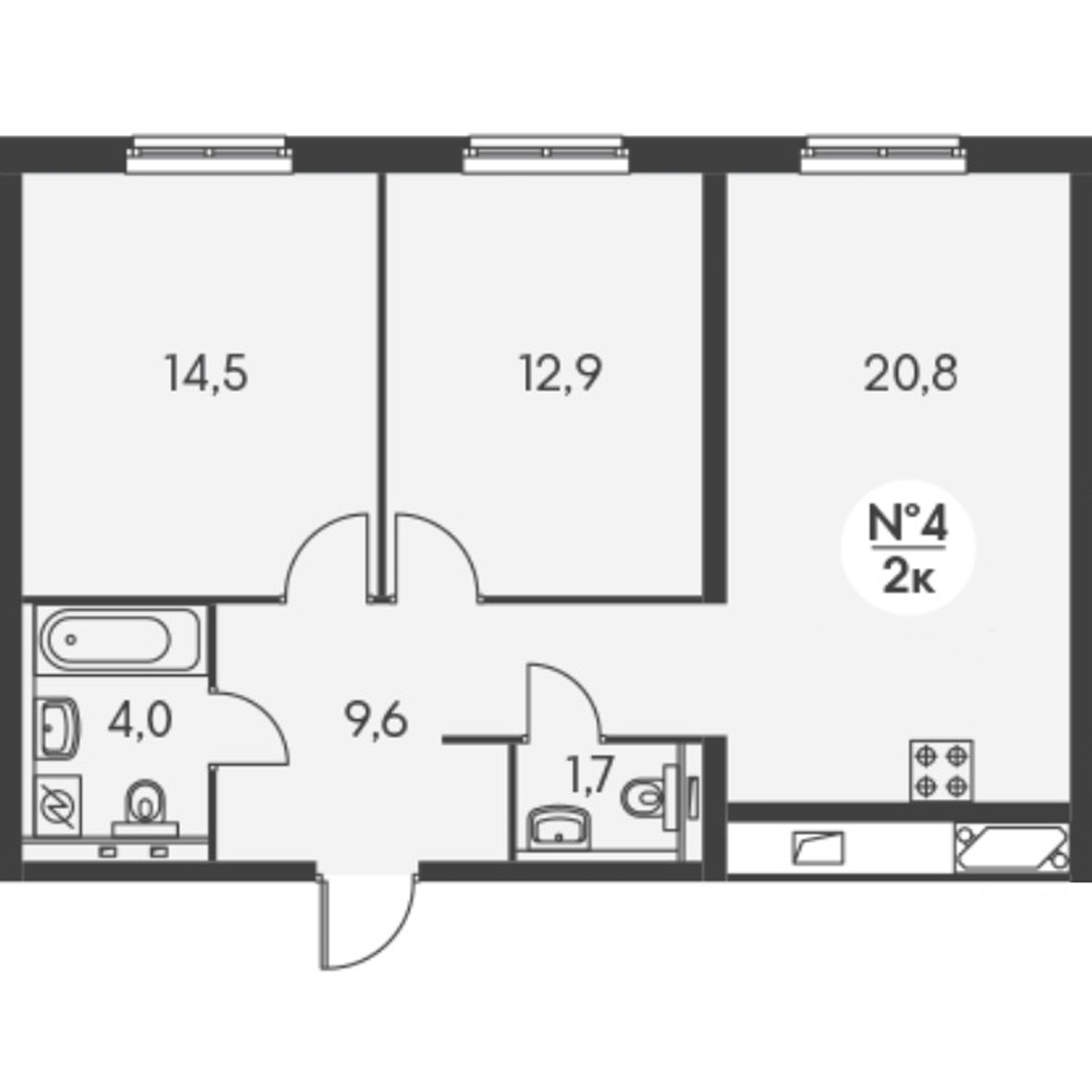 2-комнатная 62.7 м²