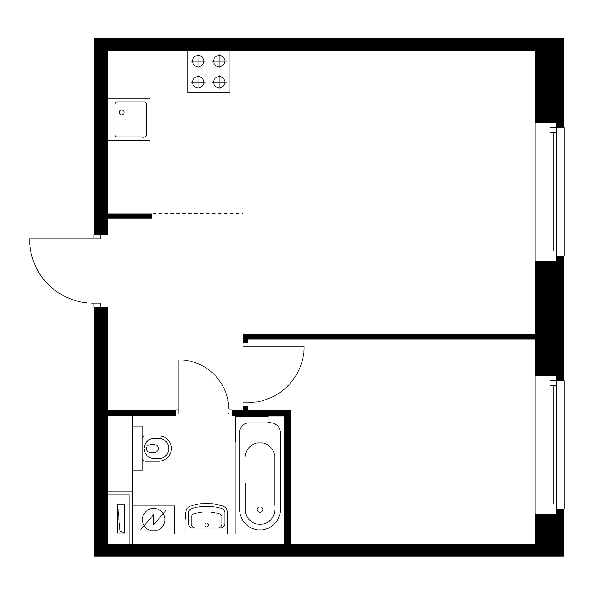 1-комнатная 40.9 м²