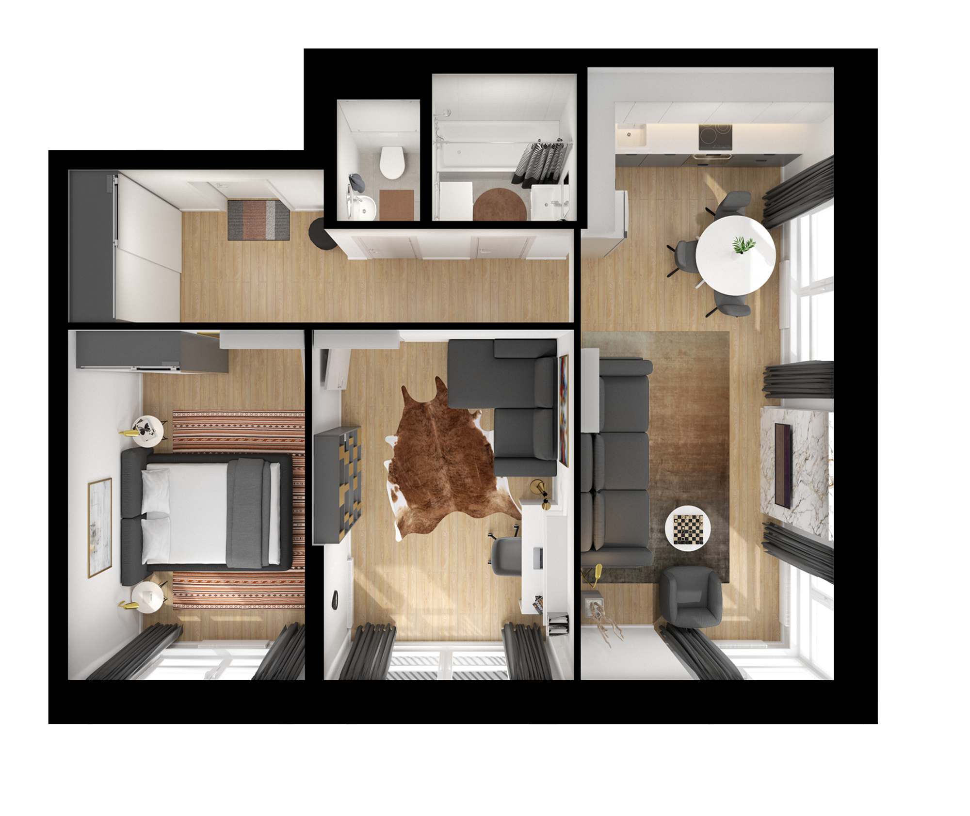 2-комнатная квартира 61,5 м² с отделкой в проекте «Руставели 14» — этаж 14,  корпус 2.4